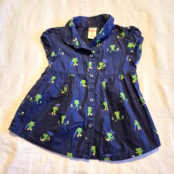 Gymboree girls size 2T Flower Showers line 2010, navy with frogs VGUC - Picture 1 of 4